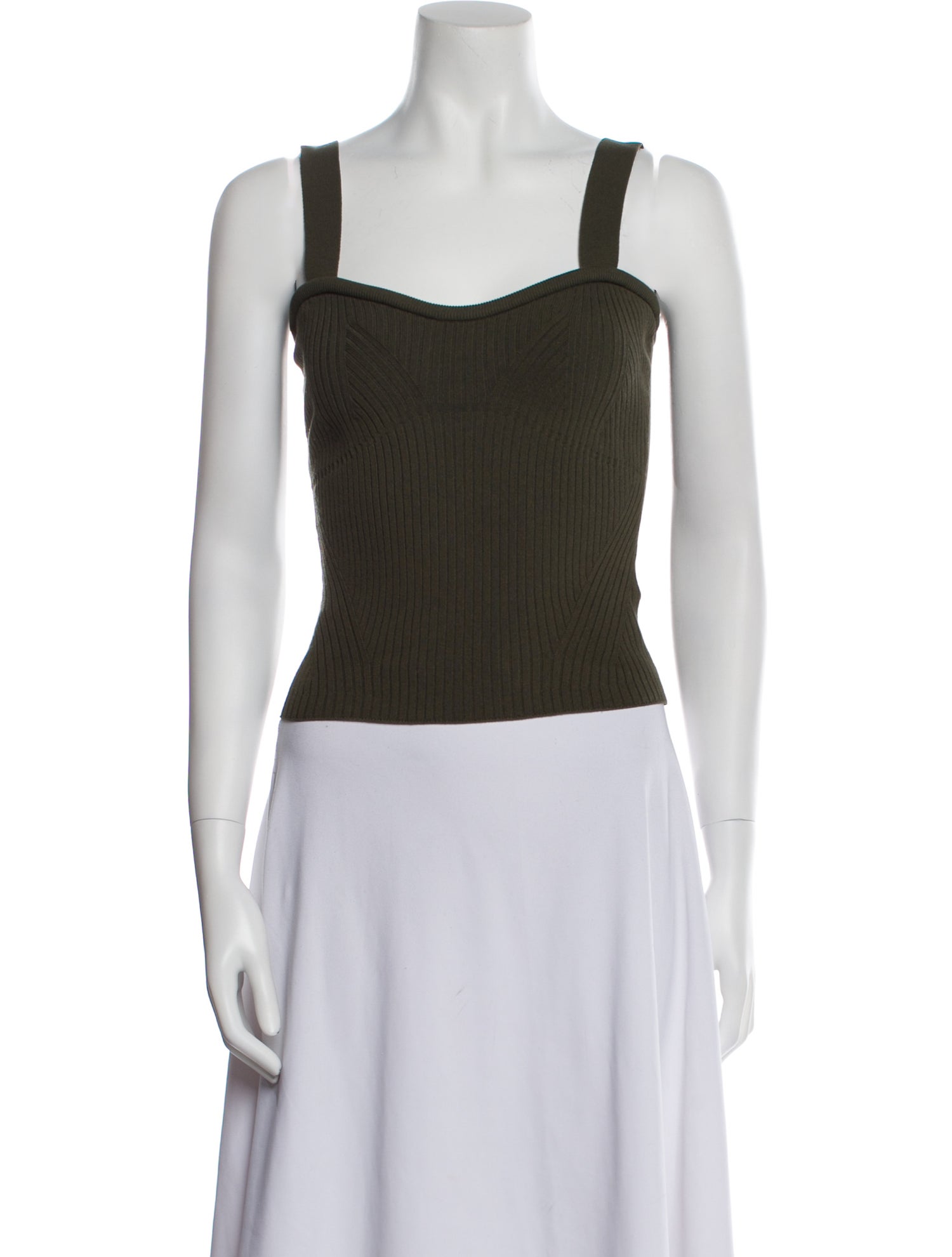 Tanya Taylor Square Neckline Sleeveless Crop Top